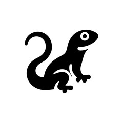 Obraz premium lizard icon, cute reptile silhouette, funny character on transparent background png