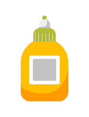 Yellow bottle of glue icon. Vector illustration isolated on white background. Office stationery. Back to school. Stationery tool.