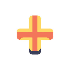 Obraz premium Yellow and red rounded plus sign with navy bottom on transparent backdrop