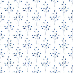 Seamless pattern with watercolor leaves navy blue, repeat floral texture, indigo background hand drawing. Perfectly for wrapping paper, wallpaper, fabric, texture and other printing.