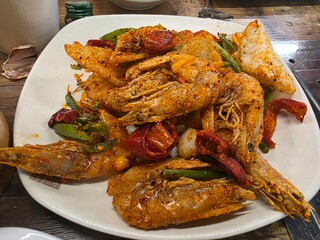 Spicy Xiang La Shrimp Stir Fry with Chili and Vegetables