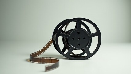 Old Black Film Reel with Film Strip