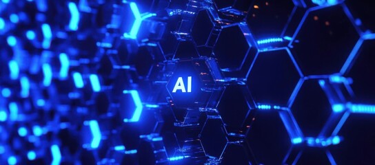 Explore Artificial Intelligence with Hexagonal Interface and Futuristic Design