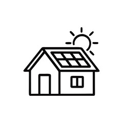 Eco Friendly House with Solar Panels on Roof and Shining Sun Offering Sustainable Energy Solutions for the Environment