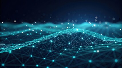 Fototapeta premium Abstract digital network landscape with glowing nodes and connections