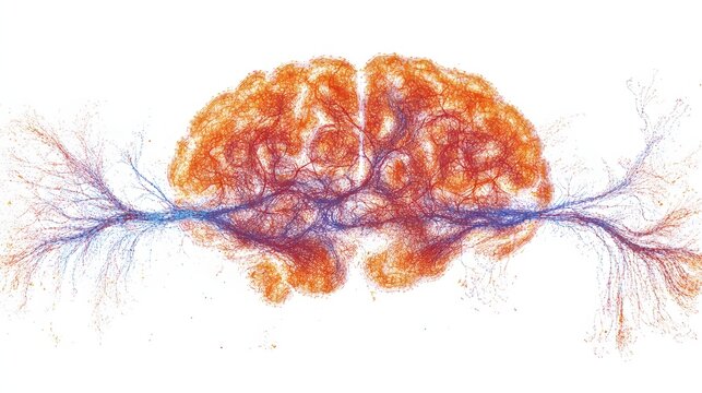 A depiction of neural pathways in the human brain.