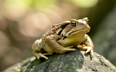 Obraz premium Close-up of a Toad Perched on a Rock