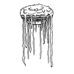 Black and White Dripping Fungus Illustration