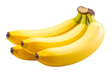 Realistic Banana Bunch with Slight Curve, Bright Yellow Fresh Fruit Illustration, Isolated on Transparent Background, Hand Drawn Tropical Fruit, Healthy Snack Vector Artwork