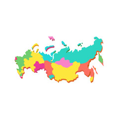 Obraz premium Colorful Russia Map Illustration Regions and Geography Representation