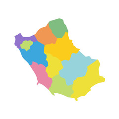 Colorful Vector Illustration of a Hypothetical Regional Map Emphasizing Diversity and Geographical Divisions