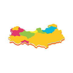 Colorful Vector Map of a Region Isometric Design for Geography and Cartography Concepts