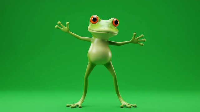 Frog Dance on Green Screen Background, HD footage, suitable for animation