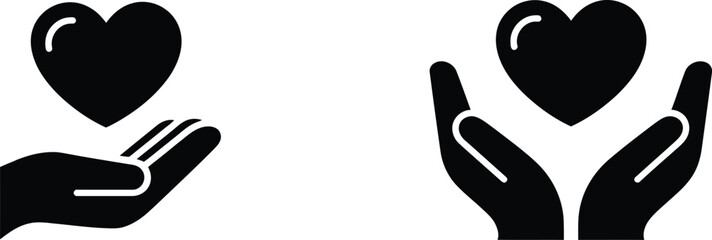 Hands Holding Heart Icon: Care, Love, Giving, Charity, Donation, Support Symbol