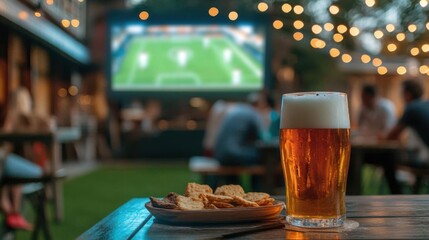 Enjoy Beer And Crackers While Watching a game with Friends and Outdoor Leisure
