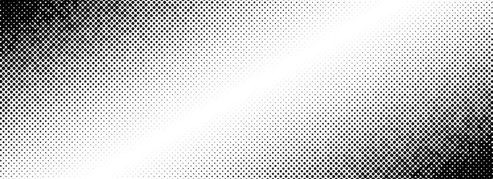 Grunge halftone gradient texture. Black pixel distress backdrop. Weathered grit noisy background. Damaged glitched print overlay. Fading gritty sandy wallpaper. Vector smudged halfton grange texture