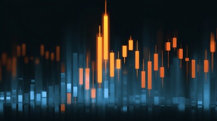 Financial Stock Chart in Blue and Orange