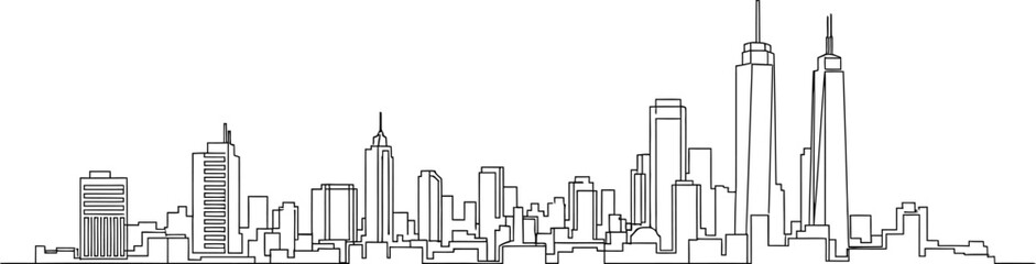 Continuous line drawing of city skyline vector illustration urban landscape cityscape architecture design 100