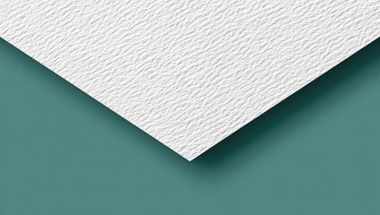White textured paper corner on teal background