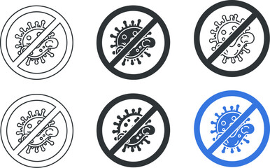 Naklejka premium Stop virus infection vector icon set no virus protection coronavirus symbol