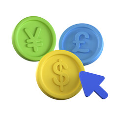 Coin 3D Icon Colorful Style