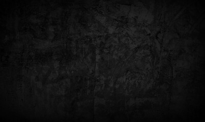 Dark black plastered concrete wall texture. Wallpaper background concept