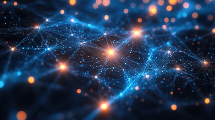 Obraz premium Bioluminescent-inspired digital networks glowing in deep cyberspace 