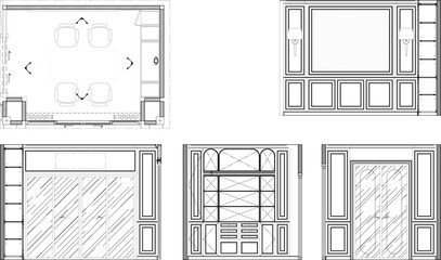 Classic Home Office Design - 2D AutoCAD Drawing with Furniture Layout, Elevation and Vector Blueprint