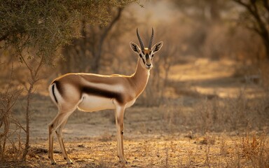 Arabian Gazelle at Golden Hour, Desert Habitat