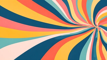 Retro Sunshine Starburst Background | Wavy Spiral Rays in Modern Colors | Flat Vector Design