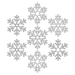 Set of Decorative Snowflakes ,Winter and Christmas Snowflake Icons for Holiday Design.