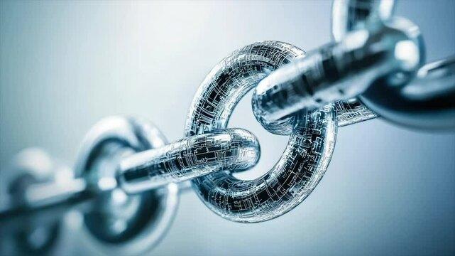 Close-up of a metallic chain, links intricately detailed