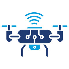 Autonomous Drone Flat Blue Icon