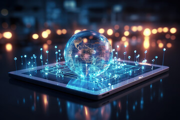 Global medical network on tablet with healthcare connections and technology