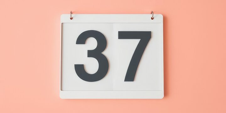 Calendar Page Highlighting Number 37, Modern Design Concept