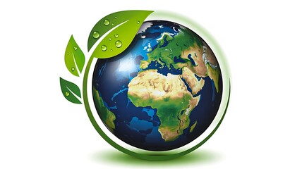 Obraz premium Eco friendly earth illustration with green leaves promoting sustainability and nature protection 