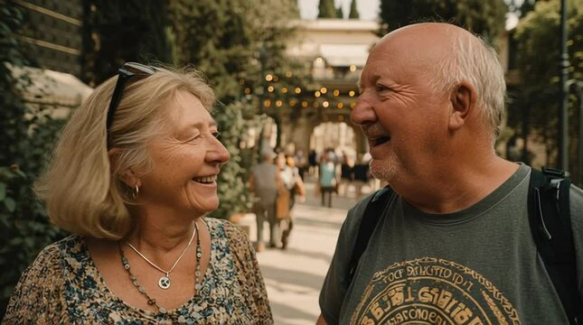 joyful retired lifestyle,Happy Senior Couple Smiling, Travel, Retirement candid senior travel moments, elderly couple happiness outdoors