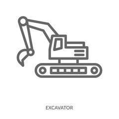 Excavator Icon Line Style. Design Vector Illustration