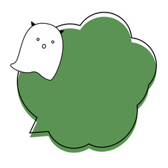 ハロウィン吹き出し　モコモコお化け付き