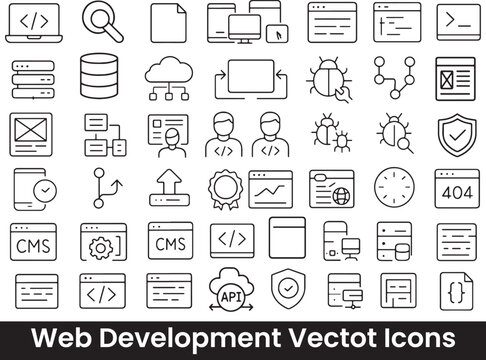 Collection of Software Development, Programming, and IT Infrastructure Outline Icons
