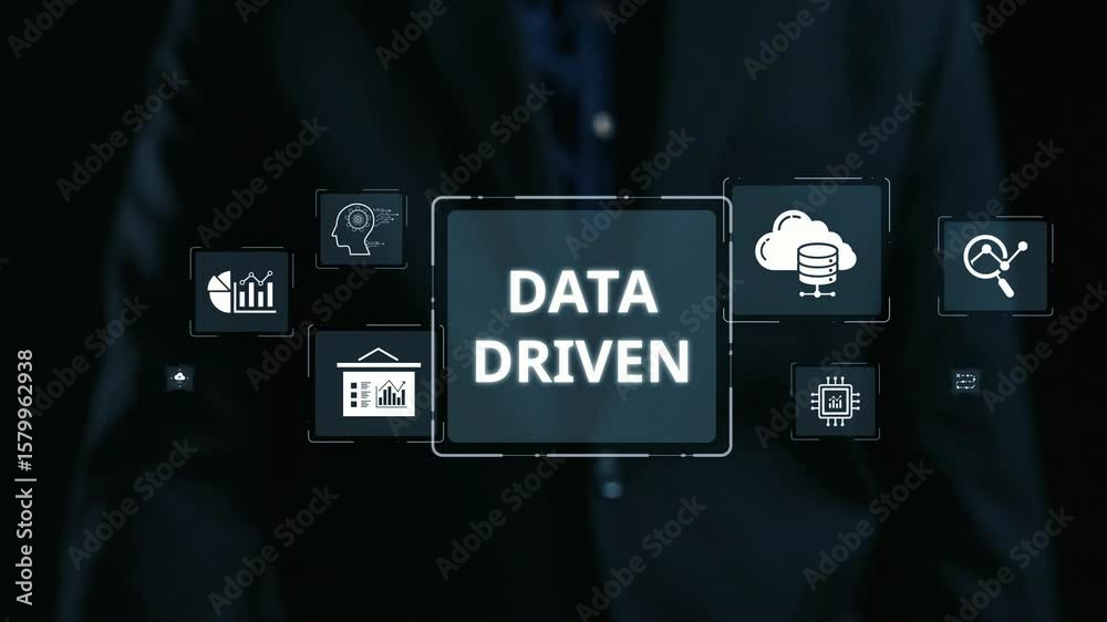 Poster data-driven decision-making empowers business through analytics, datum collection, and ai systems. d