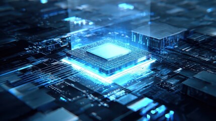 Close-up view of a central processing unit embedded in a circuit board.