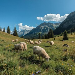 sheep in the mountains