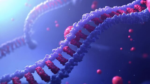 DNA double helix with particles