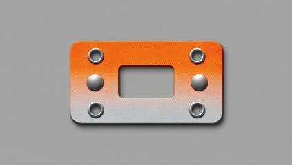 Fototapeta premium Orange and gray rectangular plate with metal studs