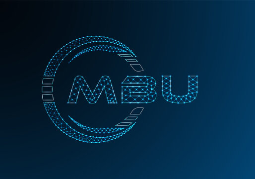 MBU low poly letter logo vector design. MBU lower poly logo design. Low poly logo.