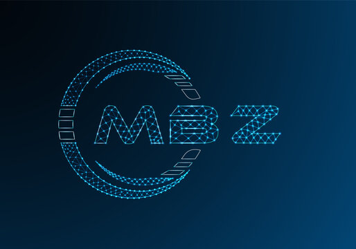 MBZ low poly letter logo vector design. MBZ lower poly logo design. Low poly logo.