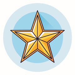 Obraz premium Golden five pointed star on blue circle silhouette vector illustration