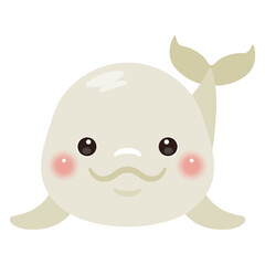 正面から見たシロイルカのイラスト