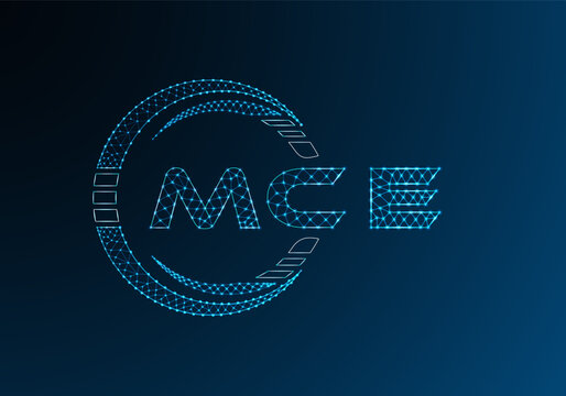 MCE low poly letter logo vector design. MCE lower poly logo design. Low poly logo.